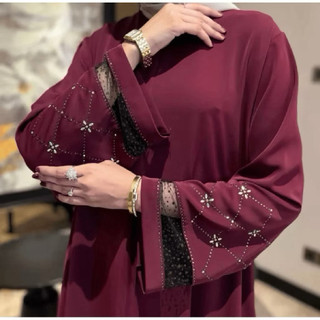 Sabrina Abaya Turkey Qanita Premium Anti UV - Gamis Mewah Aksen Payet Swarovski