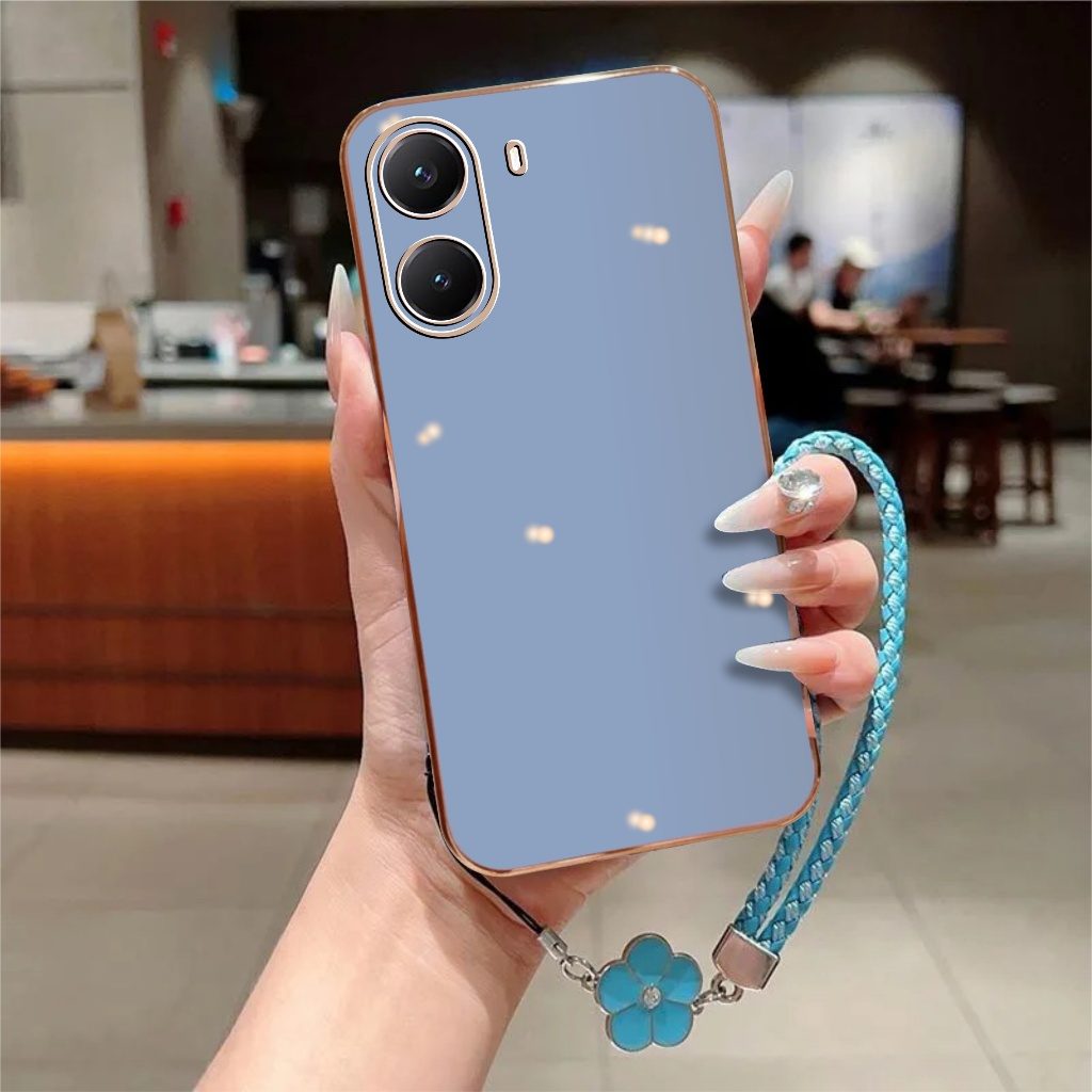 เคสนิ่ม Xiaomi Poco X7 / X7 Pro 5G ชุบหรูหราเคลือบเงาฟรีดอกไม้ Lanyard Premium