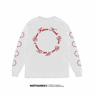 LONGSLEVEE NOTHANKS RETHINA WHITE COTTON 20S UNISEX kaos panjang