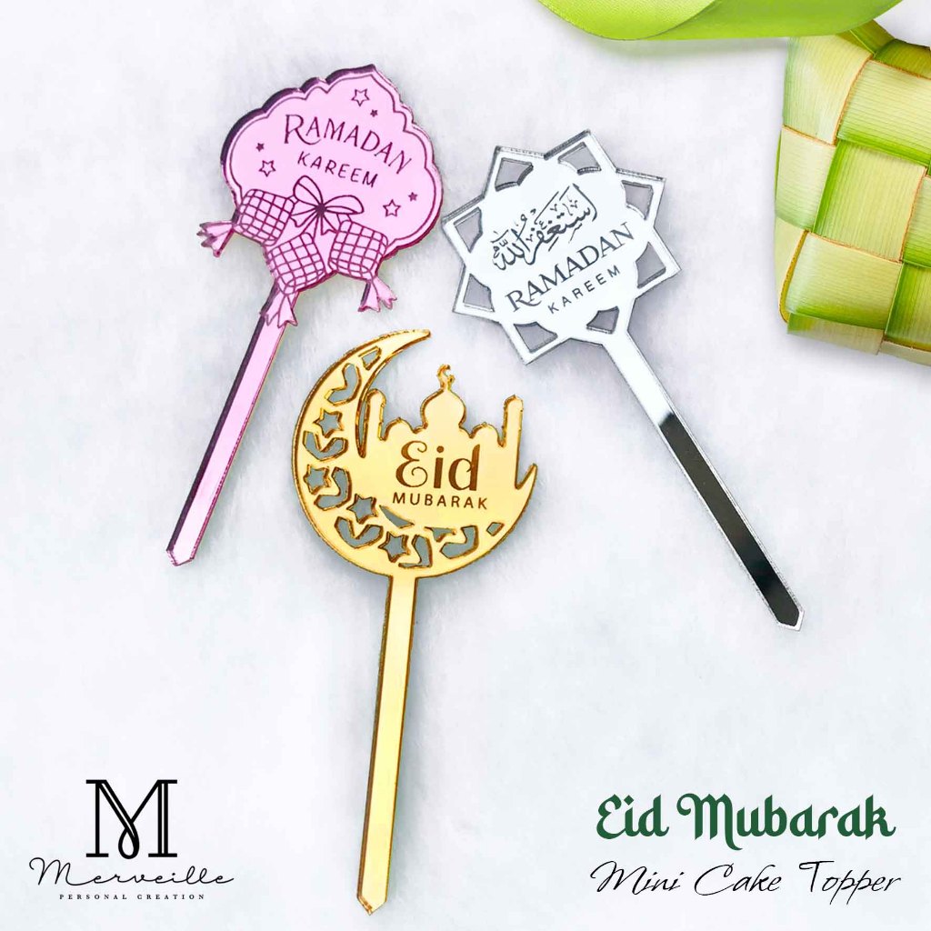 Eid Mubarak Engrave Mirror Mini Cake Topper / ท็อปเปอร์ Eid Mubarak