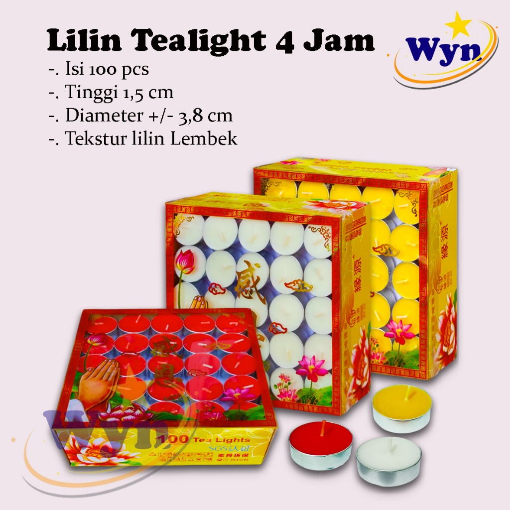 LILIN GE เทียนทีไลท์ดีบุก / เทียนทีไลท์อลูมิเนียม GE 100 ชิ้น