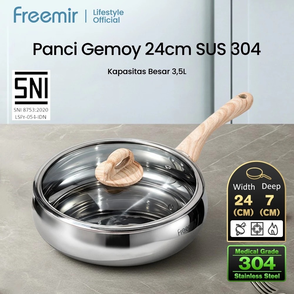 FREEMIR กระทะ+ฝา 40601 Stainless 304 Gemoy 24 CM