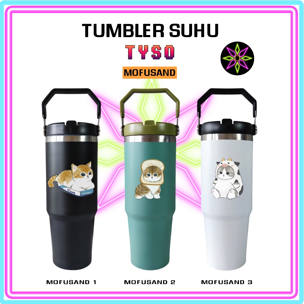 แก้วน้ําพิมพ์ลาย Hikari Tyso 900 mL Mofusand Cat Edition Japan - แก้วน้ําทนความร้อนและเย็น