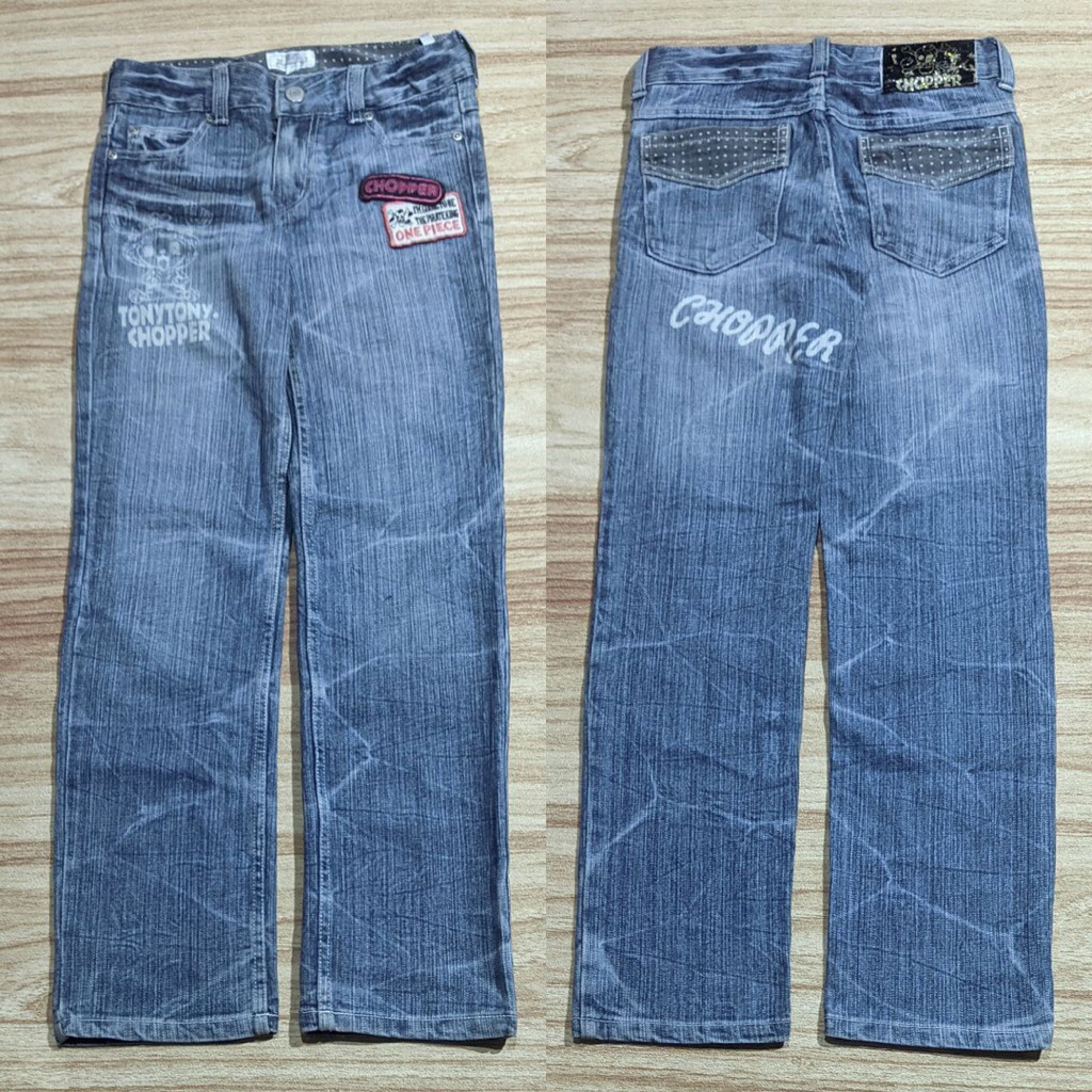 Size 26 Longpants Jeans One Piece Blue Washed Falling Petir Straight fit CJ129A