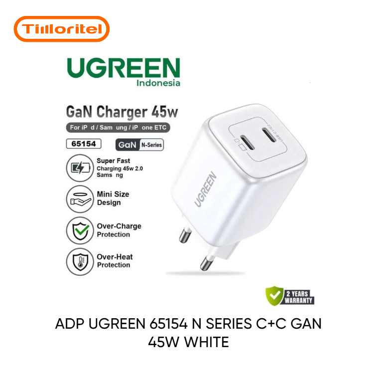 UGREEN 65154 N SERIES C+C ADAPTER GAN 45W สีขาว