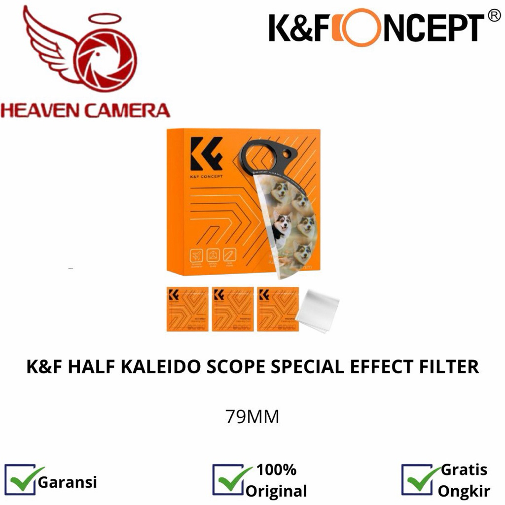 K&F Concept Filter 79mm Half Kaleidoscope เอฟเฟกต์พิเศษพร้อมผ้าทําความสะอาดสามผืน NANO-B series
