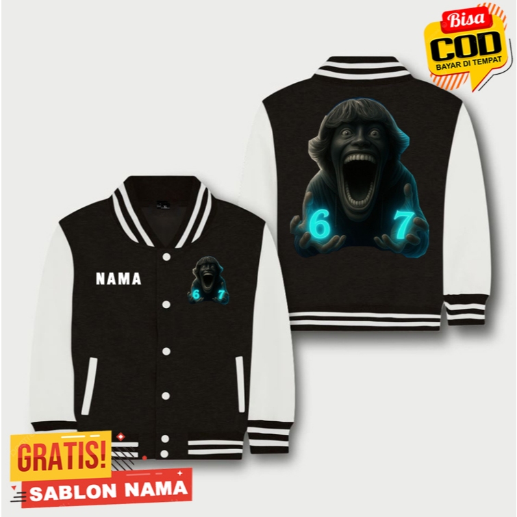 เสื้อแจ็คเก็ตเบสบอลสําหรับเด็ก Varsity SCP 67 Kid / Custom Jacket SCP 67 Kid Black and White Combine