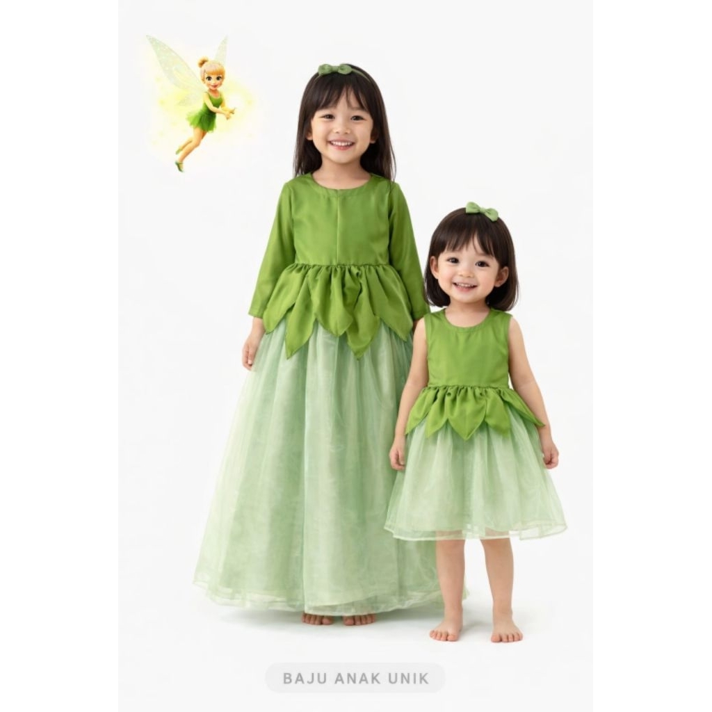 BAJUANAKUNIK / TINKERBELL DRESS / BIRTHDAY DRESS / CHILDRENS DRESS / PRINCESS DRESS