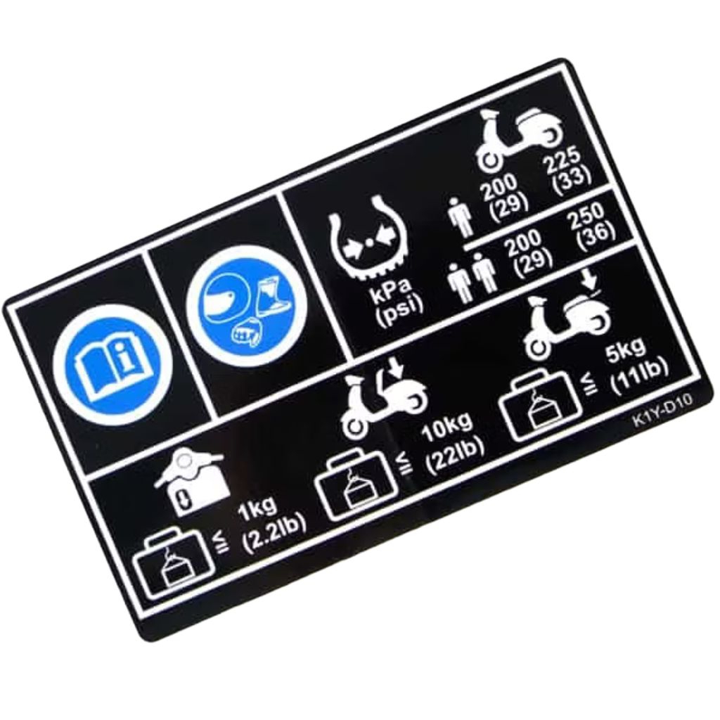 Honda Pcx 160 K1Z 87505K1YD10 Tyre Drive Cargo Label