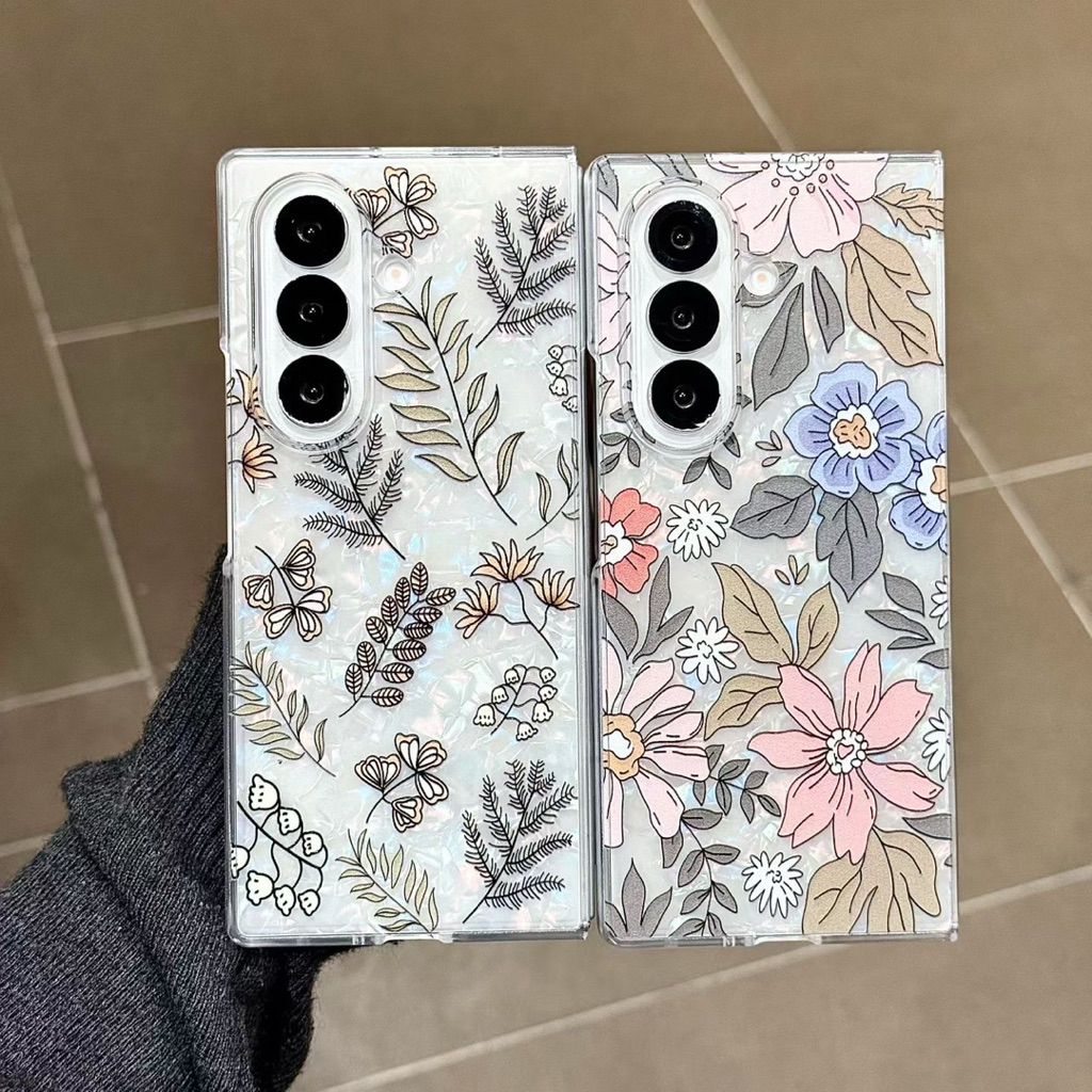 SAMSUNG GANTUNGANกรณีใหม่Samsung Zfoldดอกไม้ดอกไม้หินอ่อนพร้อมโซ่น่ารักแขวนสายรัดน่ารักHpปลอกTPU Coo