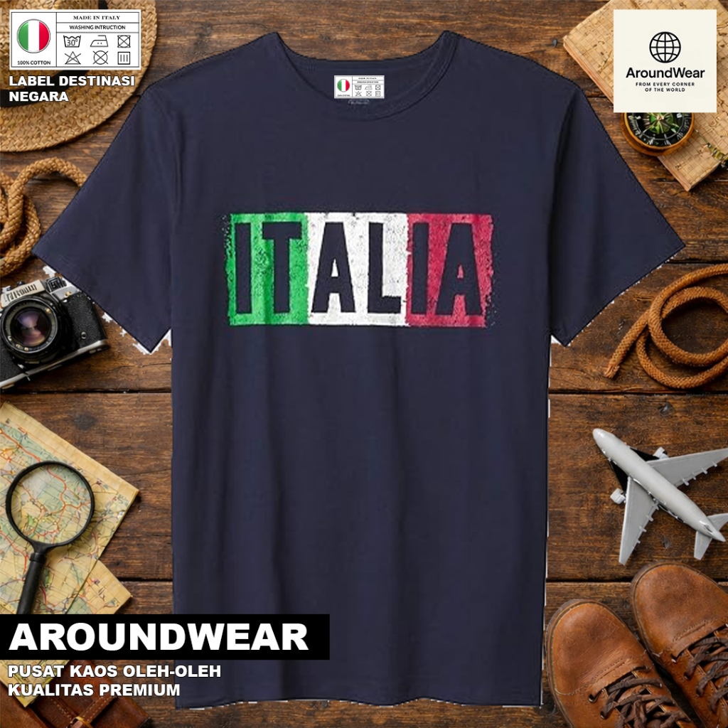 ITALY SOUVENIR T-SHIRT 18 WITH ITALY COUNTRY TAG PREMIUM SOUVENIR MATERIAL GIFT