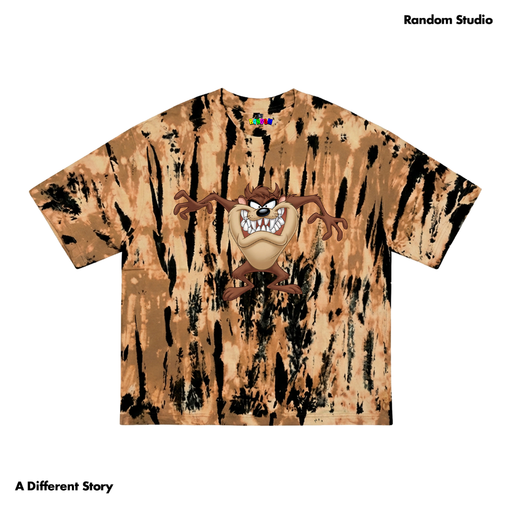 สุ่มสตูดิโอ Boxy Tshirt Sypersoft 24s Tazmanian Devil Tie Dye ของหวาน Taupe