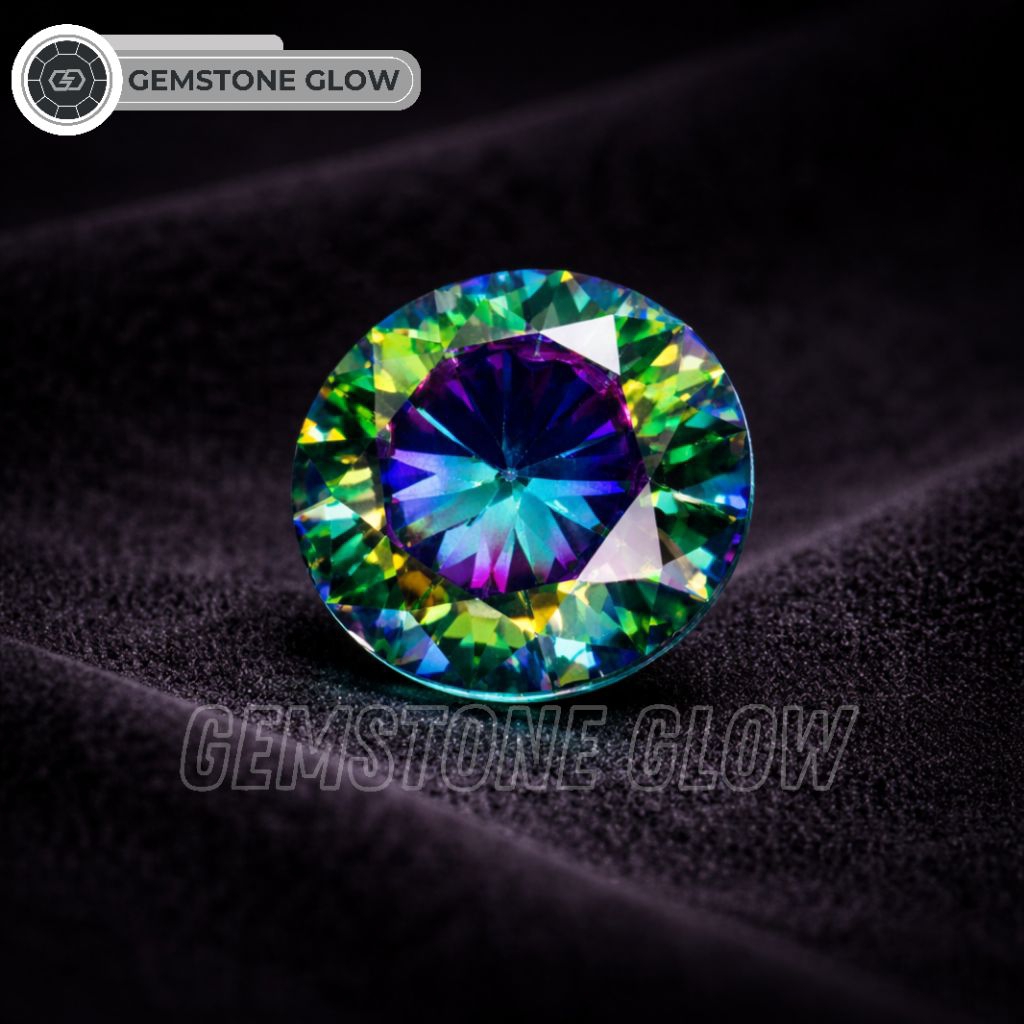 MYSTIC QUARTZ ROUND BRILLIANT CUT RAINBOW STONE 12+3MM | PRESTIGE STONE – MYSTIC QUARTZ AURORA