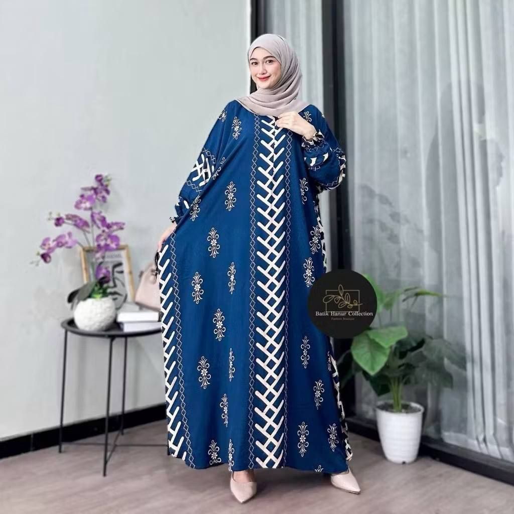 มุสลิมผู้หญิง Kaftan เรยอน Premium Cool Mel-Mel สวมใส่สบายทุกวัน Gamis Longdress Batik Jumbo