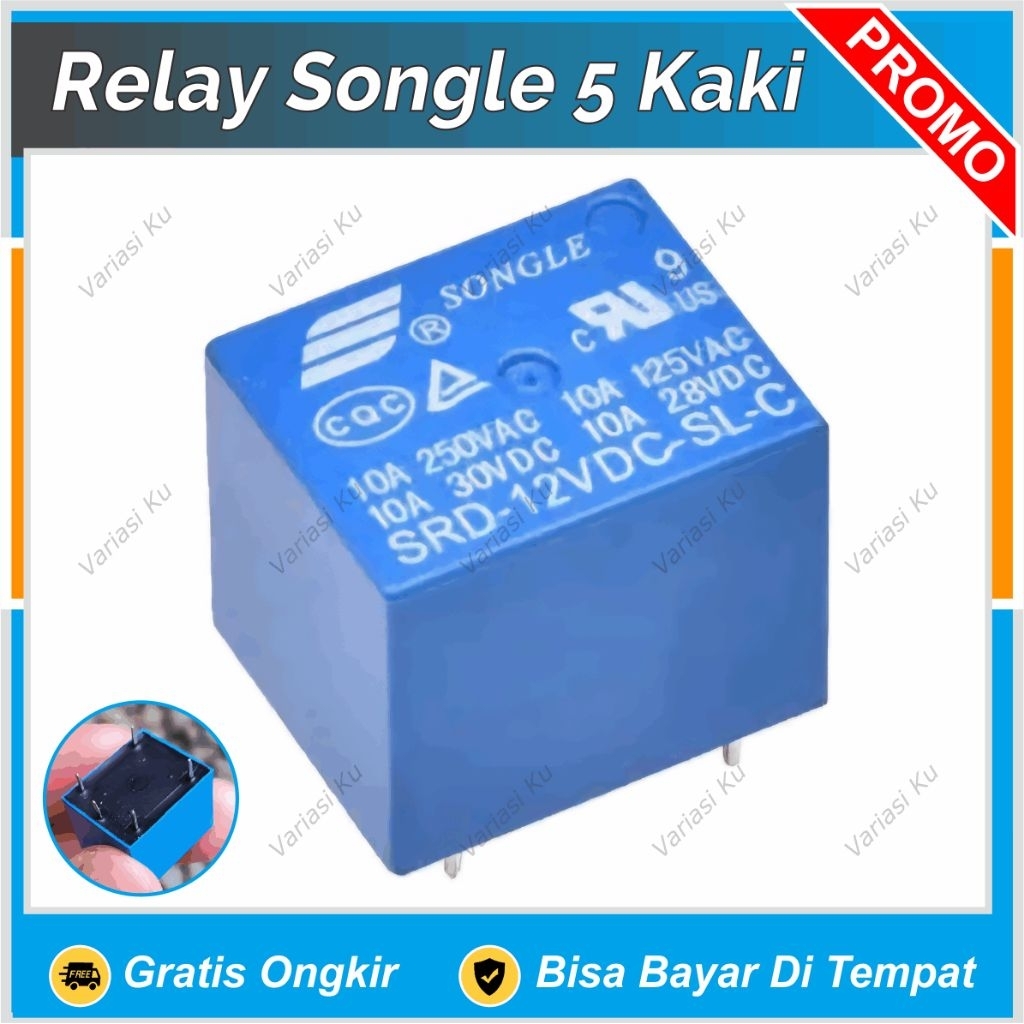 RELAY SONGLE 5 PIN 12 VOLT DC 10 CAMPERE รถรถจักรยานยนต์ ADDITIONAL ELECTRONIC RANGE