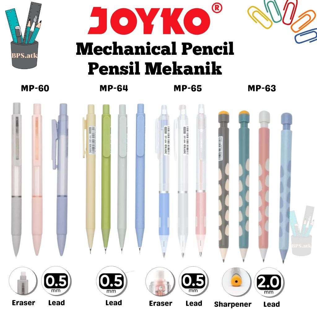 (6 ชิ้น) JOYKO ดินสอกด / ดินสอกด 0.5 มม. / 2.0 มม. (MP-60 / MP-63 / MP-64 / MP-65)