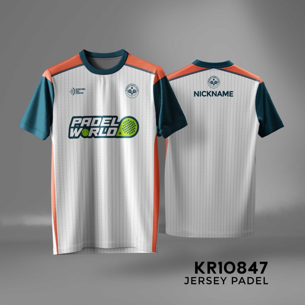 เสื้อแข่ง Padel Tennis Full Print - ชื่อที่กําหนดเองฟรี PB - สีขาวสีฟ้า Dryfit Premium Design