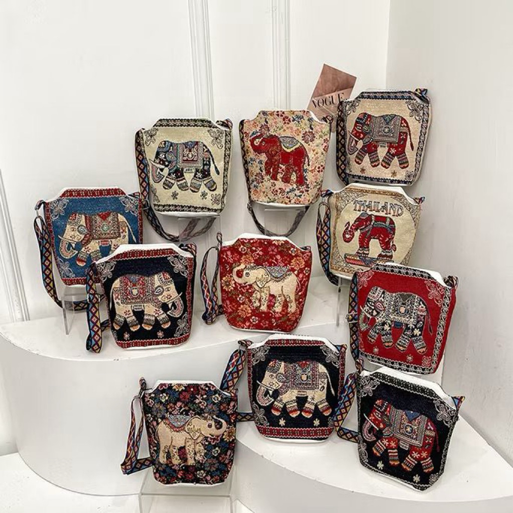 SRBAGS CANVAS BAG - HAJJ UMRAH SOUVENIR SLING BAG / THAILAND TOTEBAG / THAILAND ELEPHANT BAG / TKF 2