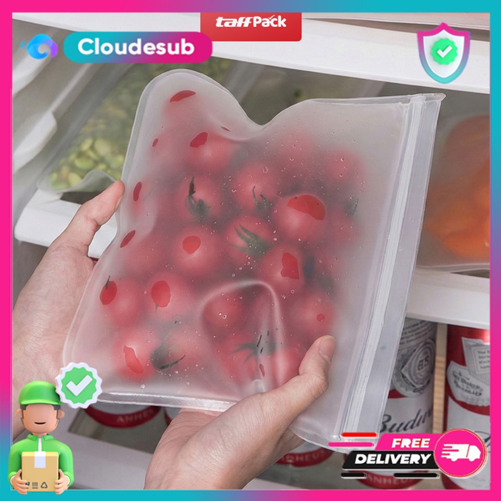 กระเป๋าใส่อาหารแบบใช้ซ้ําได้ Ziplock กระเป๋าใส่อาหารซิลิโคนแบบใช้ซ้ําได้กันน้ํา