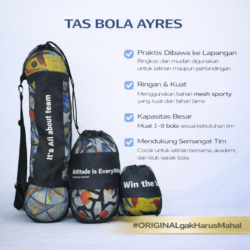 AYRES Ball Bag I Sports Net Bag Ball Holder Contents 2 ถึง 8 Original