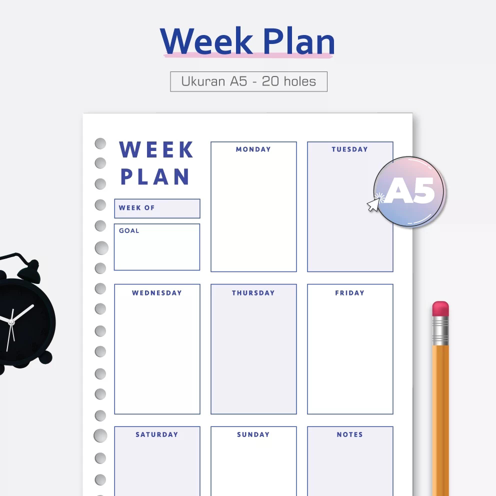 VHEEN Loose Leaf A5 Week Plan v1 - กระดาษเครื่องผูก