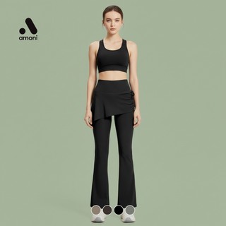 Okah X Amoni Celana Legging Rok Yoga 2-in-1 Celana running sports Wanita Premium Highwaist Skirt Pant Pilates  LGS607