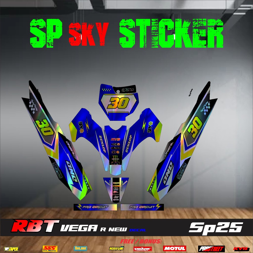 สติ๊กเกอร์ RBT HOLOGRAM STRIPING MOTOR VEGA R NEW HOLOGRAM FULL BODY MOTOR CRF KLX 150 KLX BF KLX GO