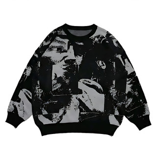 Vsl Sweater Oversize Pria Wanita Graphic Black Grey -  Streetwear Korea Style Urban  Fleece Unisex Crewneck