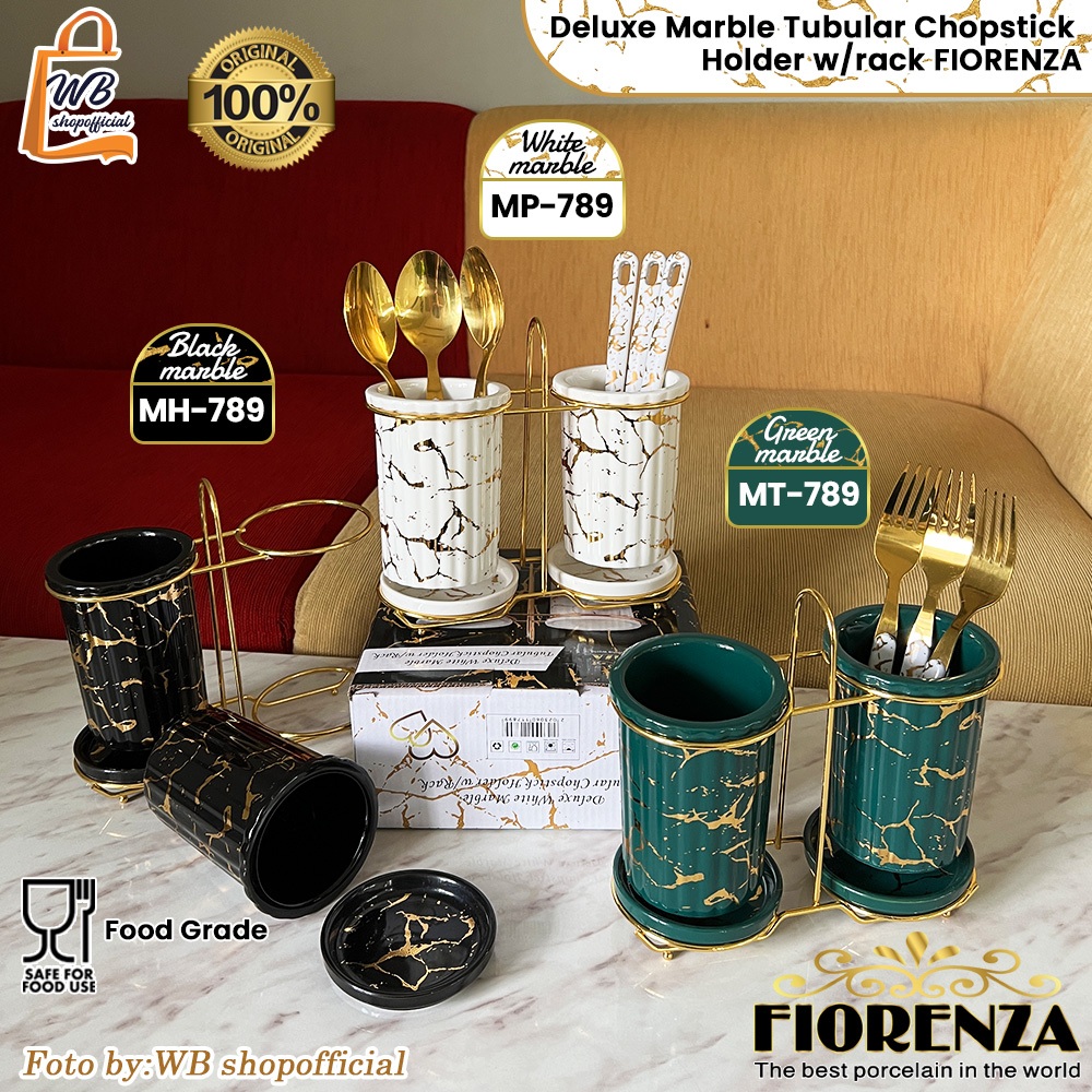 FIORENZA ที่ใส่ช้อนส้อมเซรามิกหินอ่อน ชุดพร้อมตะแกรง/ชุดช้อนส้อมภาชนะ MH/MP/MT-789
