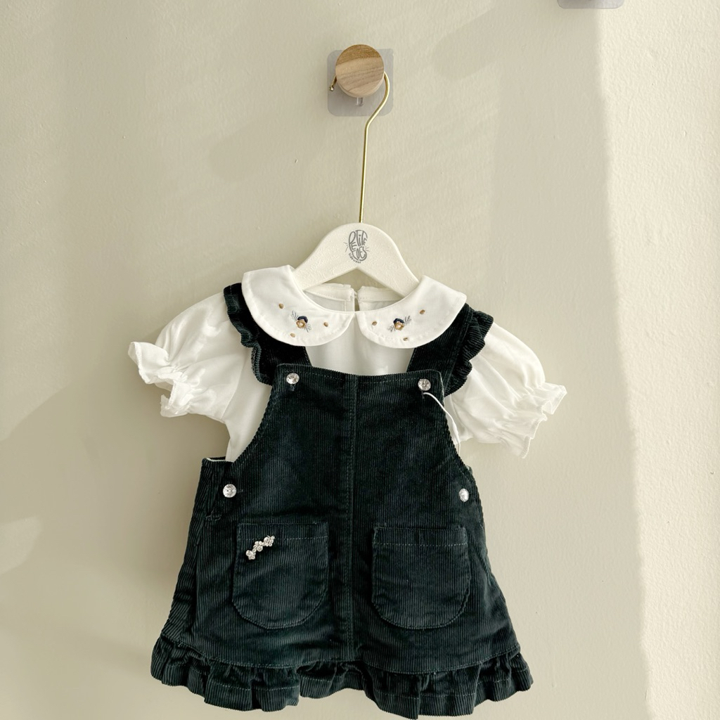 Vanika Velvet Overall Set/ ชุดเด็กผู้หญิง/ ชุดเดรสเด็กผู้หญิง/ ชุดเดรสเด็กผู้หญิง