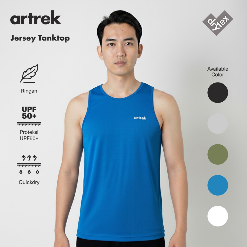 Artrek Active TANKTOP BLUE Mens Sports Tennis Padel Running Shirt Dry Fit Quick Dry Light ULTRALIGHT Quick DRY
