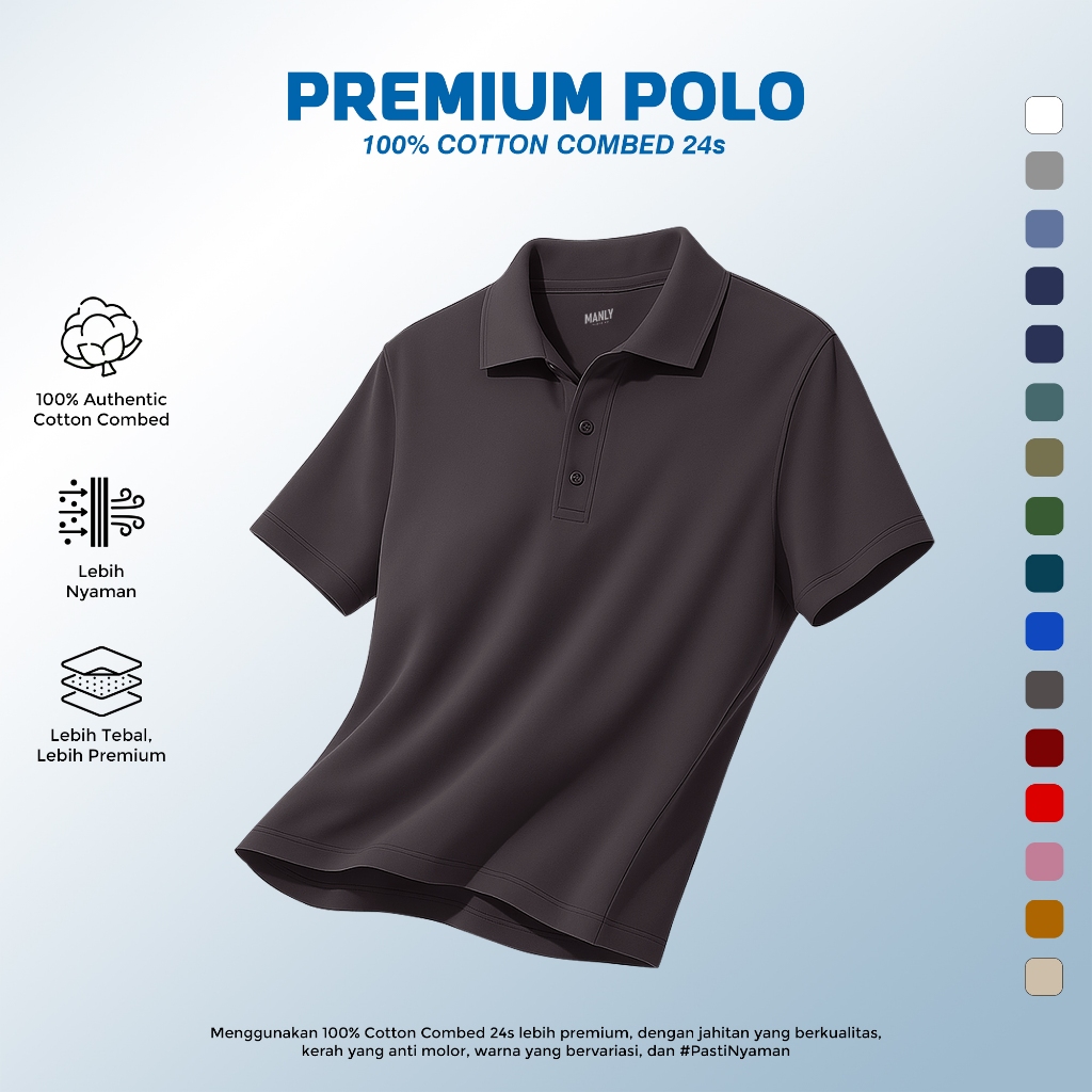 เสื้อโปโล 200 GSM++ พร้อมเสื้อยืดคอปกธรรมดา Cotton Combed 24s พรีเมี่ยม 100%
