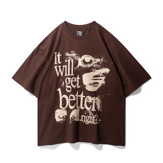 Based On Money - Baju Kaos Boxy Oversize Distro Pria Wanita Brown Get Better Tee Cotton - Yamukni