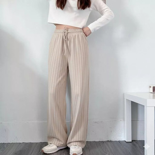 Everyday Pants | Celana Kulot Wanita Panjang Motif Garis | Highwaist Baggy Pants Kantor Kuliah Knit Bangkok