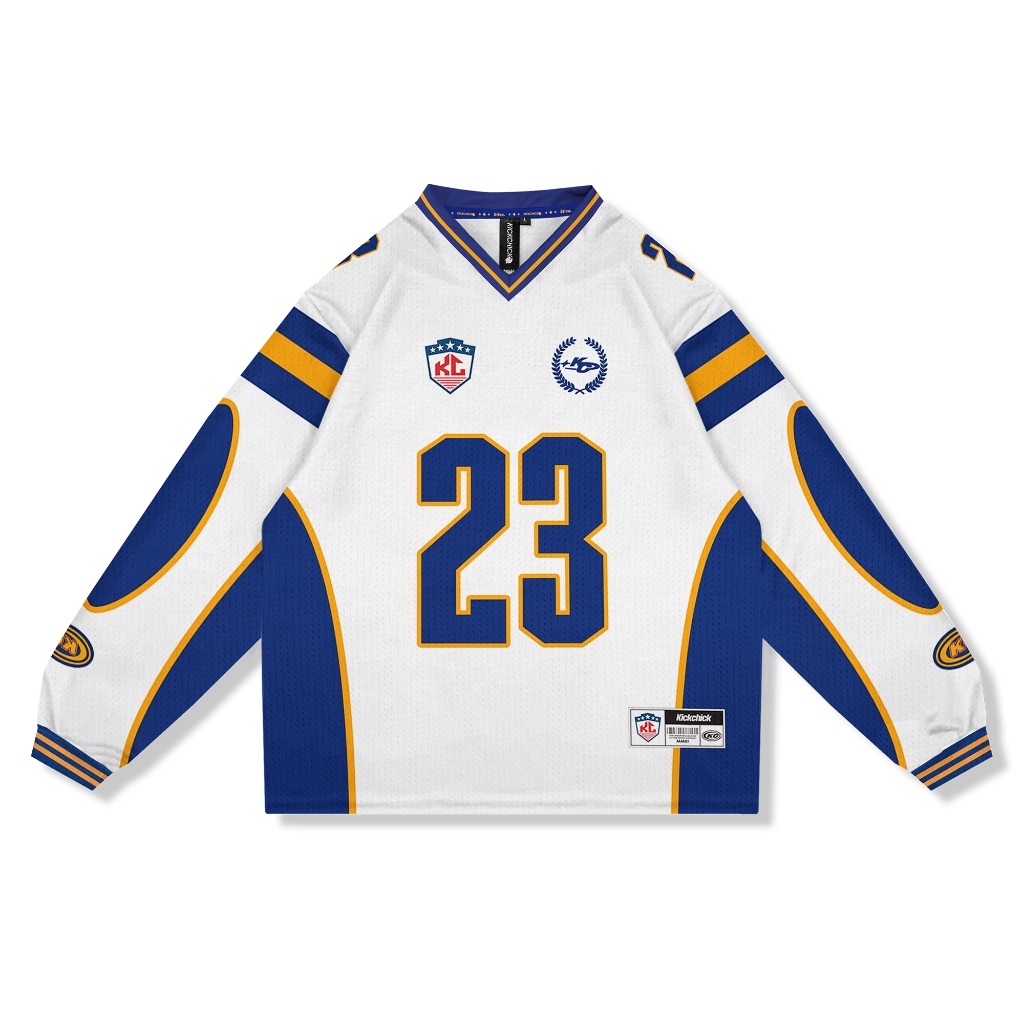 Kickchick Jersey Vintage แขนยาว Pureplay 23 สีขาว Jersey Sport | เสื้อสตรีทแวร์ I KC-JSY-LS23