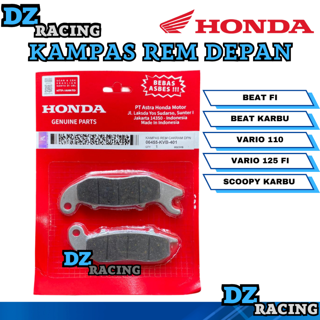 ผ้าเบรคหน้าอัตโนมัติ 06455-KVB-T01 Beat Fi Vario 125 OLD