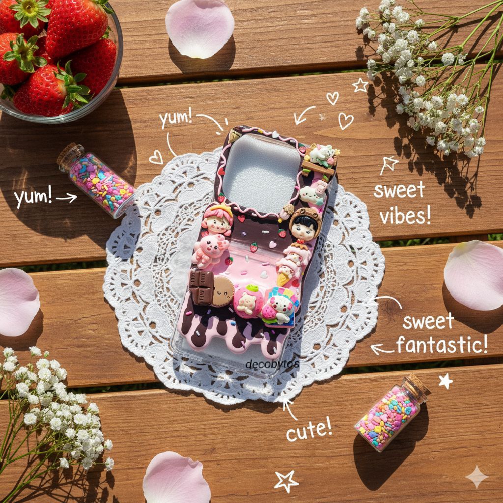 (decobytos) PRE-ORDER Decoden Phone Case Choco Pink Kawaii – Random Clay Series สําหรับ HP Handmade 