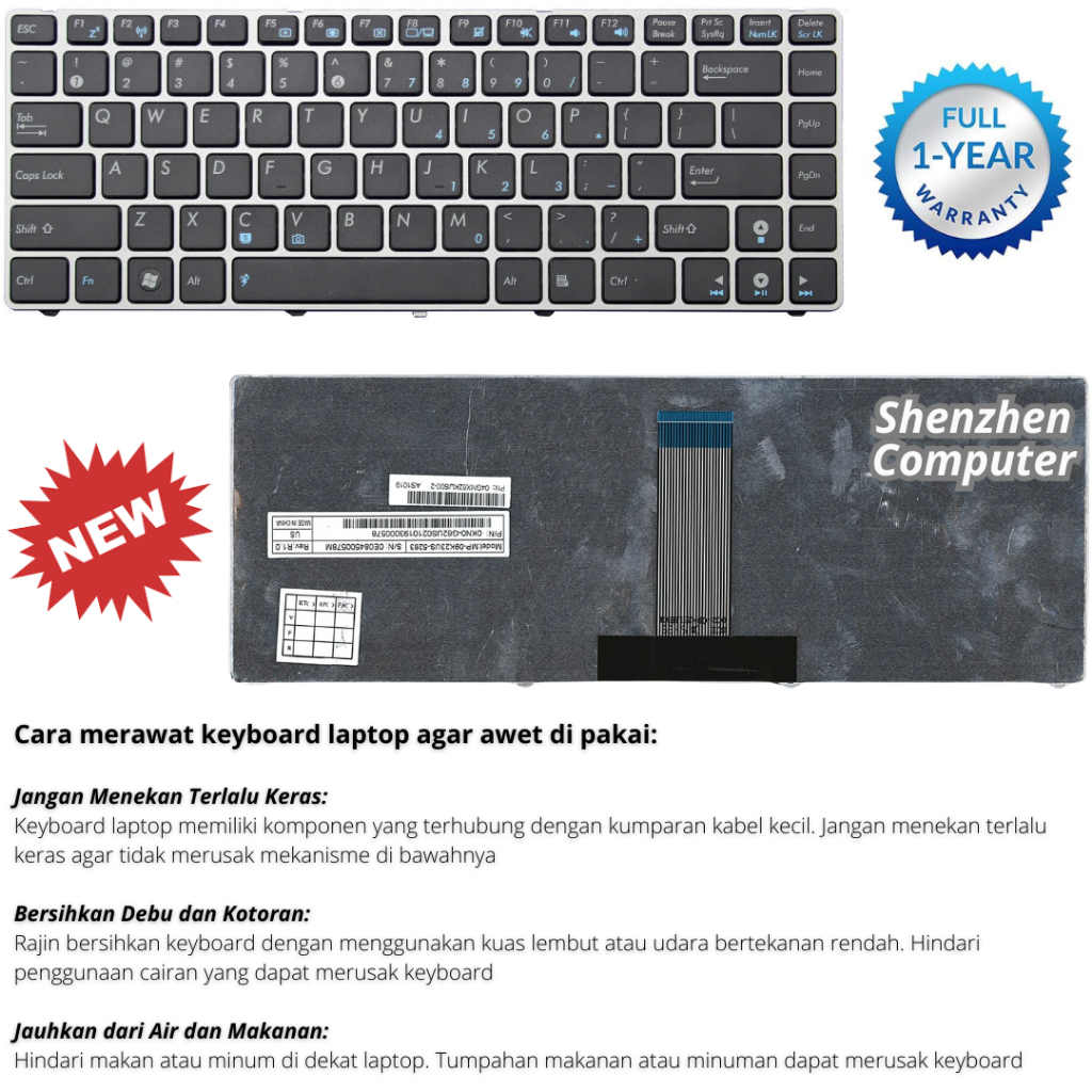 Asus Eee PC 1215B 1215N 1215P 1215PE 1215T 1225B 1225C U20 U20A UL20 UL2T ใหม่แป้นพิมพ์เดิม