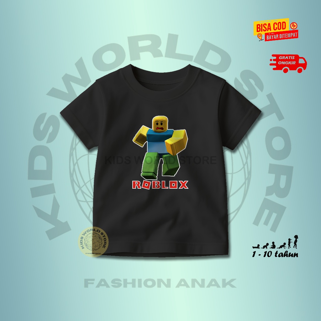 เสื้อยืดสําหรับเด็กอายุ 1-10 ปีพร้อมรูปภาพตัวละคร Noob Roblox ที่เท่ที่สุด