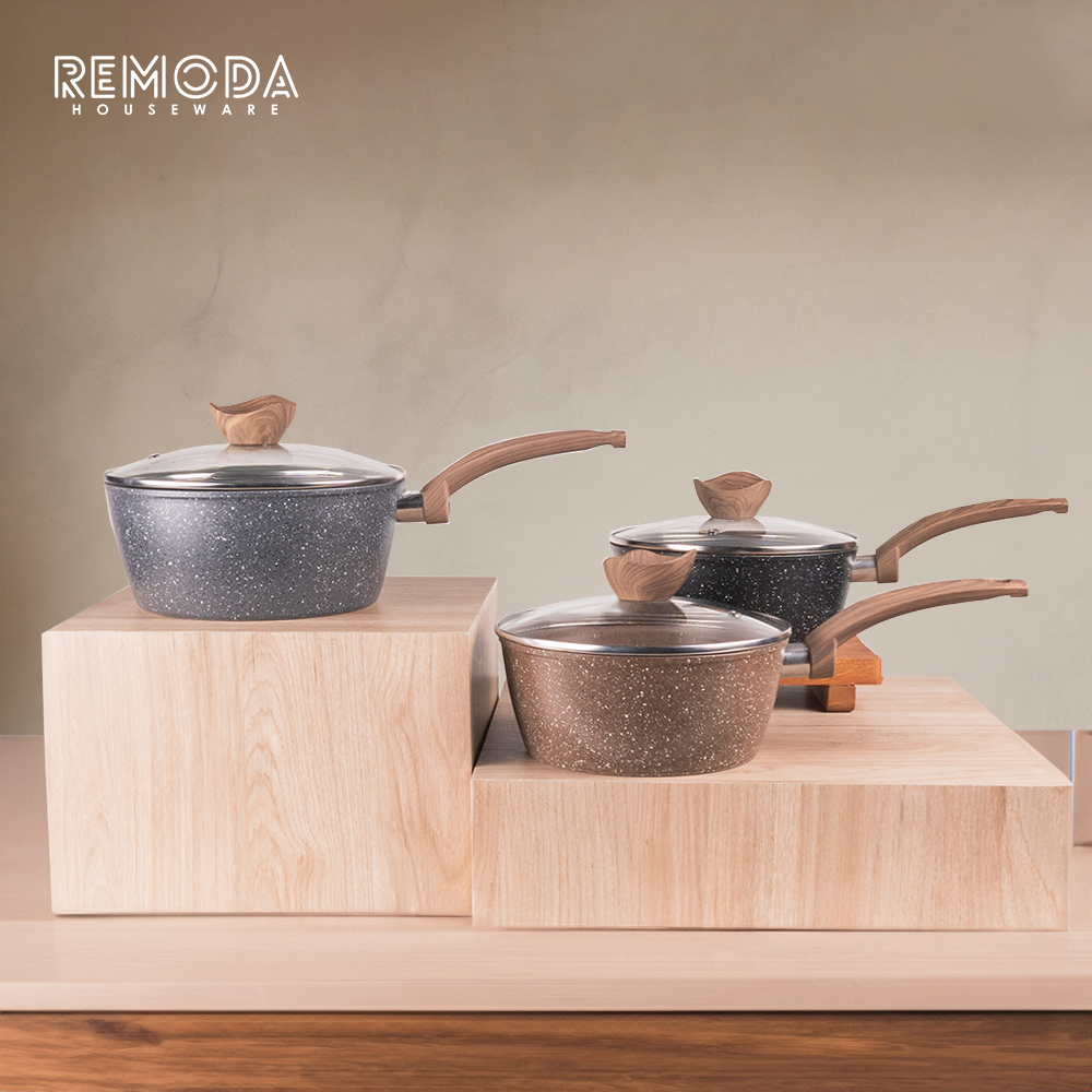 Calypso กระทะซอส Marble Coating Induction Sauce Pan 20-22cm Non-Stick