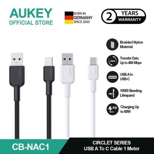 AUKEY สายชาร์จ USB A To C ชาร์จเร็วสูงสุด 60W มิเตอร์ CB-NAC1