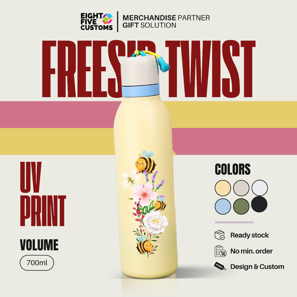 Custom Freesip Twist 700ml แก้วน้ําสแตนเลส UV พิมพ์ของขวัญของที่ระลึก