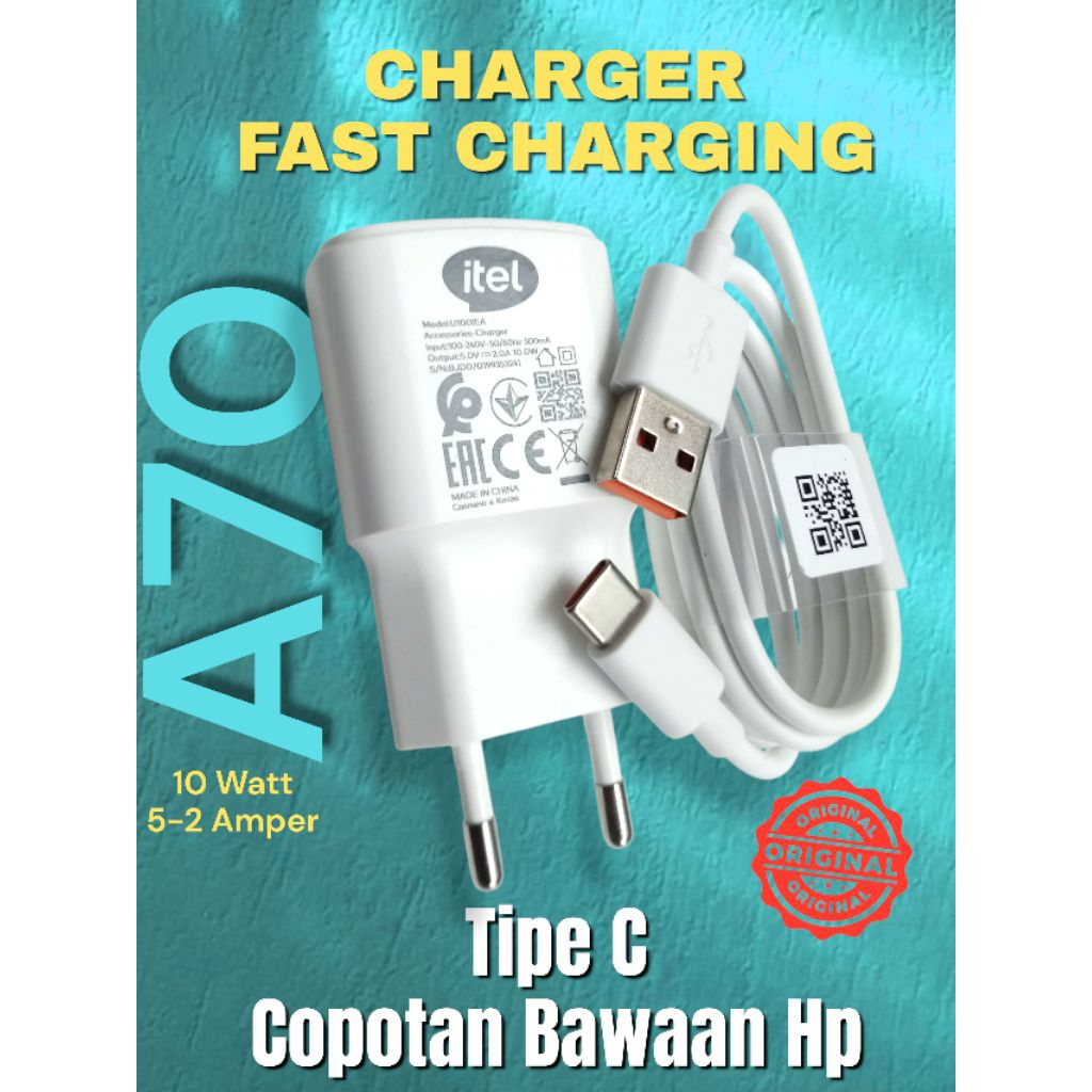 เครื่องชาร์จ ITEL A70 Fastchargeing Type C 10 วัตต์ (5V-2 Ampere) ของแท้