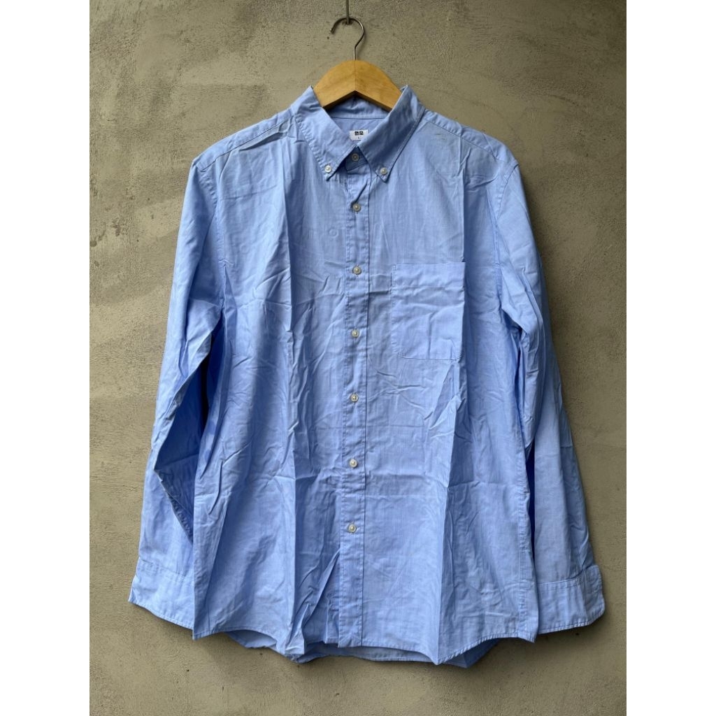 KEMEJA เสื้อขนเป็ดกระดุมสีน้ําเงิน Uniqlo มือสอง L