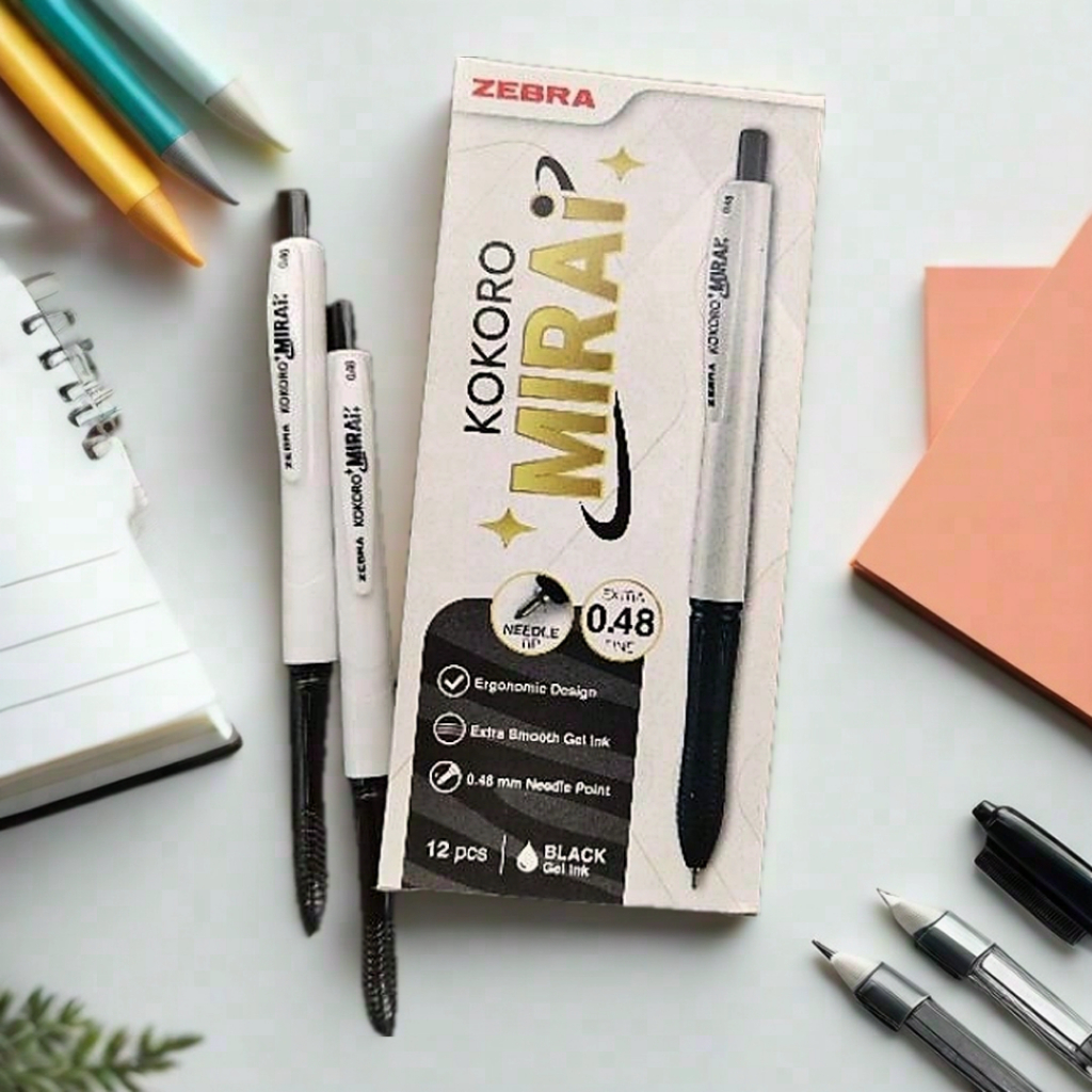 ZEBRA Kokoro Mirai ปากกาเจลสีดํา 0.48 มม