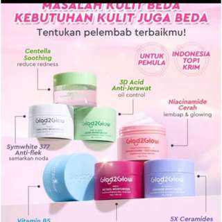 Glad2Glow Moisturizer Series Mencerahkan Pencerah Wajah Anti Jerawat Penuaan&masker volcano
