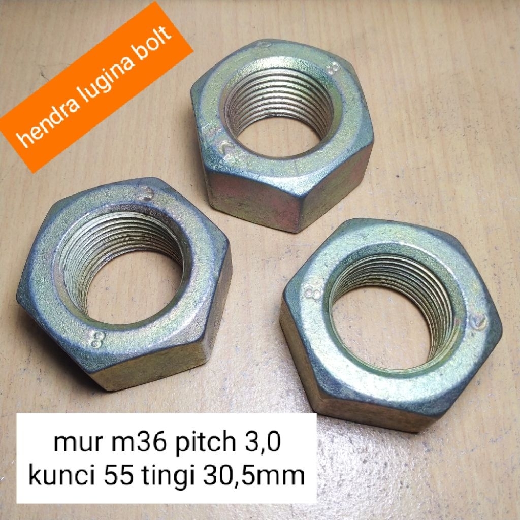 น๊อต m36 Pitch 3.0 คีย์ 55 สูง 30.5mm hexnut m35 p3.7