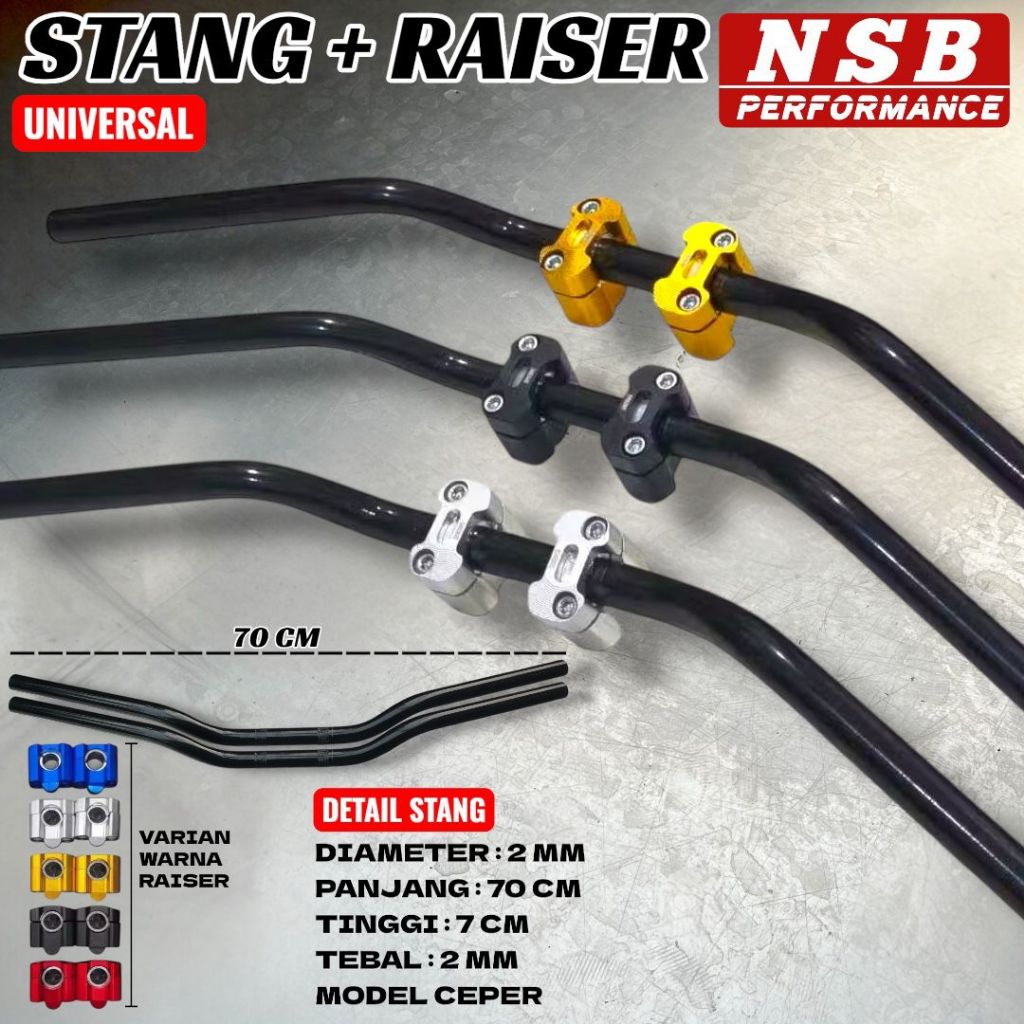 REPLIKA W175 STEERING BAR PLUS RAISER HANDLEBAR HIGHER FLAT HANDLEBAR รุ่น REPLICA ORIGINAL UNIVERSA