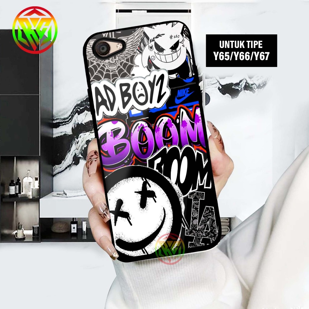 เคส Vivo Y65/Y66/Y67 - เคส Softcase Glass Shiny New Case เคสเคลือบเงา Hp Vivo Y67/Y65/Y66 [Motif-Gra