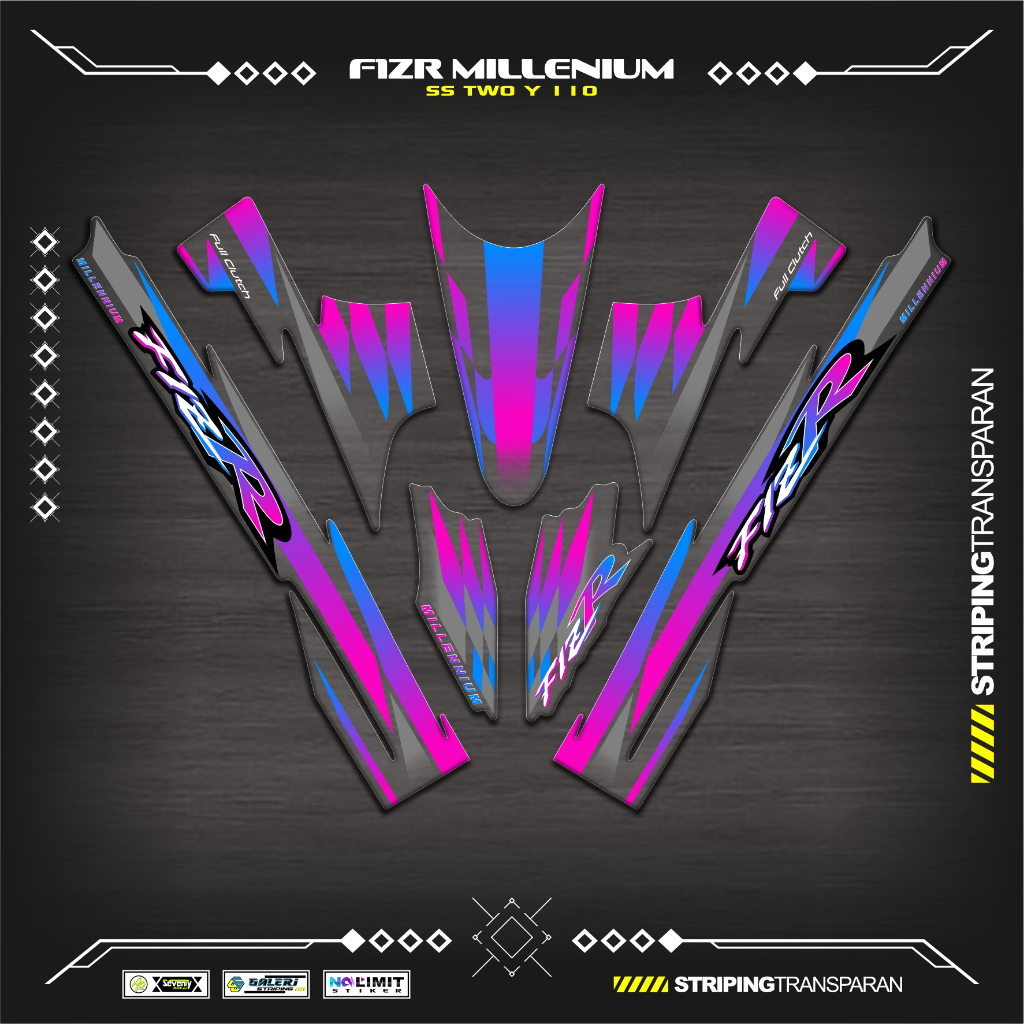 TRANSPARENT STRIPING UV F1ZR MILLENIUM MOTIF K2 สติ๊กเกอร์ YAMAHA F1Z R สติ๊กเกอร์ใส VARIATION FIZR